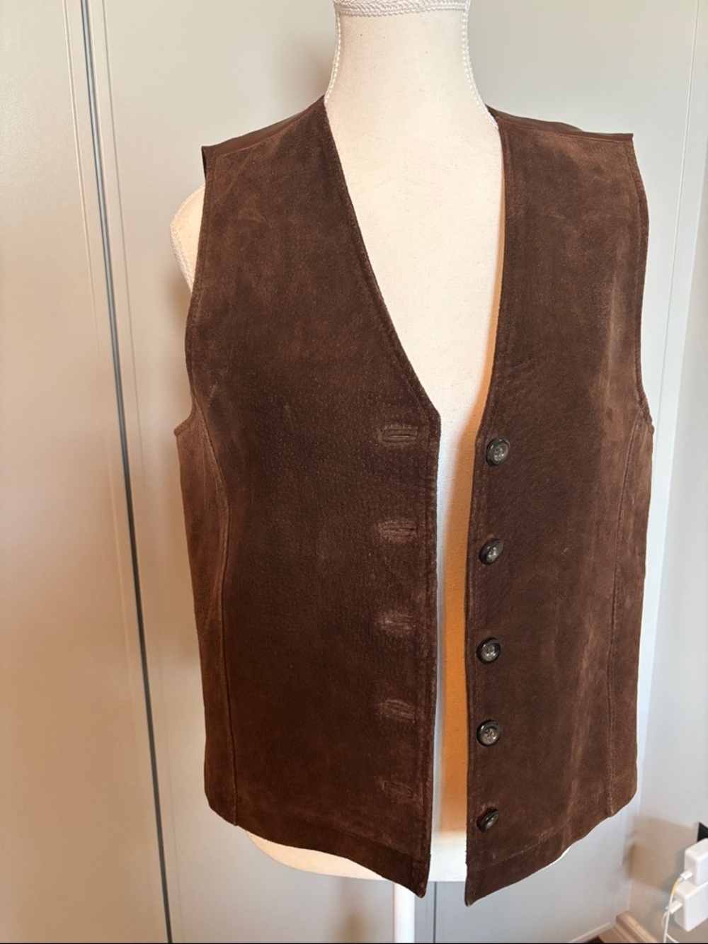 Vintage Cape Cod Sportswear Brown Leather Vest - Women’s Button Front